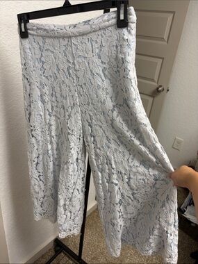 Girls Light Blue Lace Formal Culotte Pants